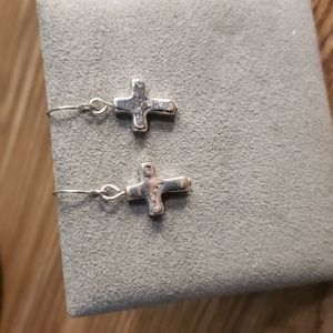 Dainty rustic cross earrings